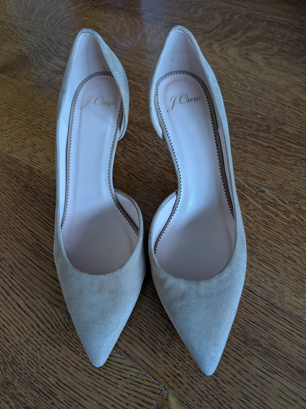 J. Crew Colette Tan Suede D'orsay Pumps Pointed Toe Kitten Heels Size 8